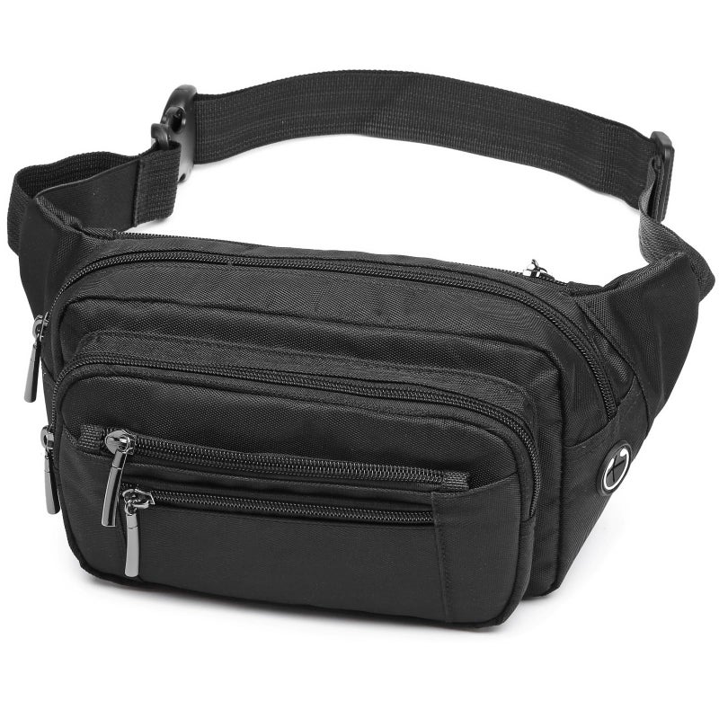Packism Fanny Packs for Women Men - 6 Pockets Large Fanny Packs for Women Cross Body Everywhere Belt Bag Bum Bag & Adjustable Strap for Traveling Cycling Running Hiking, Black - Image 1